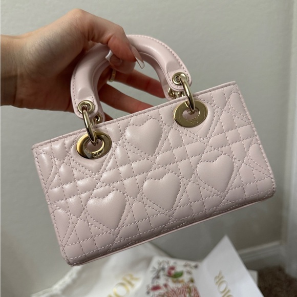 Christian Dior Dioramour Lady D-Joy Micro Bag Pale Pink Heart Motif - Picture 5 of 9